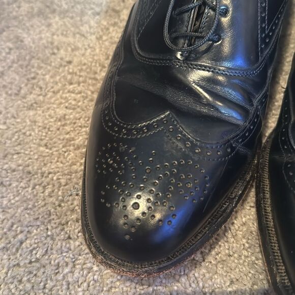 Vintage Men’s Bostonian Black Wing Tip Formal Dress Shoes Size 7.5 Made in USA - Picture 11 of 14